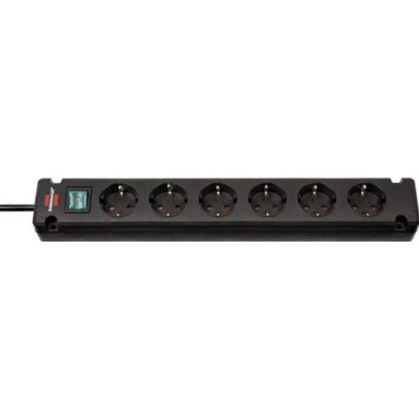 Prelungitor Brennenstuhl Bremounta, cu intrerupator iluminat, 6 prize, IP20, H05VV-F 3G1.5, 3m, Negru