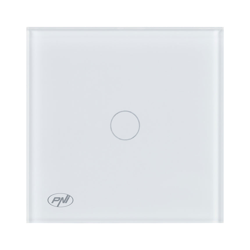 Intrerupator cap scara si cap cruce simplu cu touch PNI CS101W, 800W, indicator LED, sticla, Alb