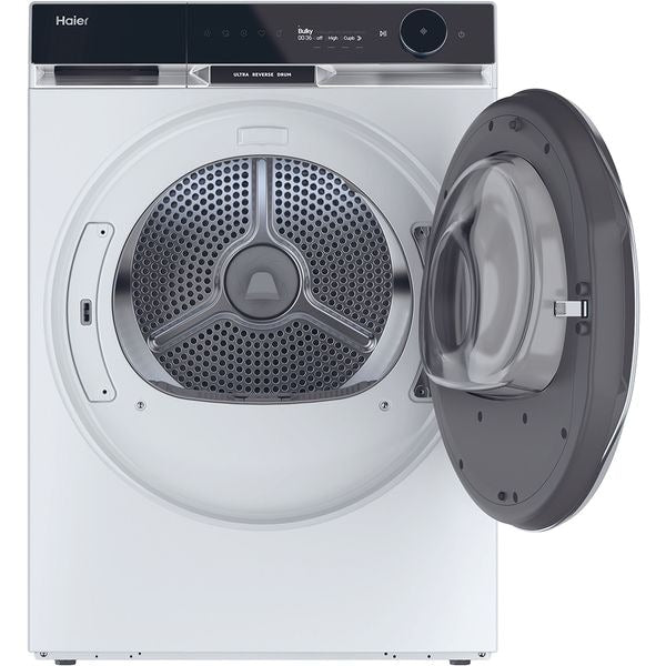 Uscator HAIER HD90-A3Q397U1-S, Pompa de caldura, motor Inverter, clasa C, 9 kg, conectivitate WiFi/ hOn, i-Refresh Pro, Display TFT, Twin Turbo, Dry Sensor, alb