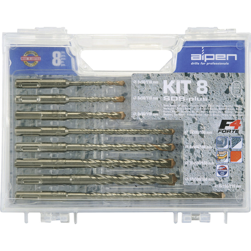 Set de 8 burghie, Alpen, KIT-8, SDS+, Pentru beton