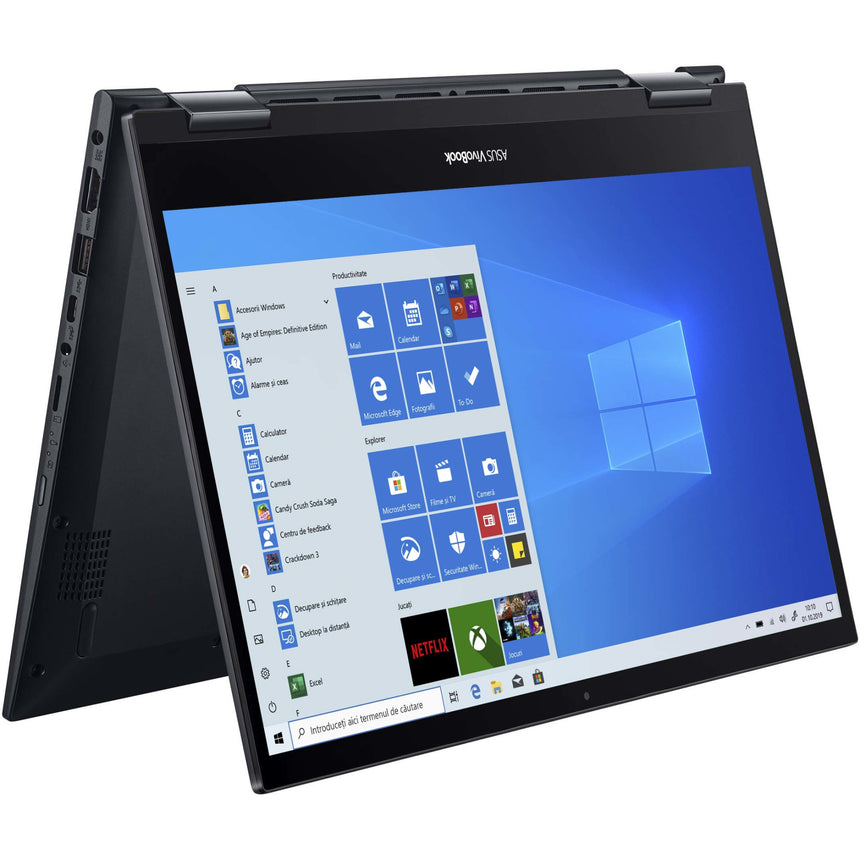 Laptop 2 in 1 ASUS VivoBook Flip TM420UA cu procesor AMD Ryzen™ 5 5500U pana la 4.0GHz, 14", Full HD, 8GB, 512GB SSD, Radeon™ Graphics 7, Windows 10 Home, Bespoke Black