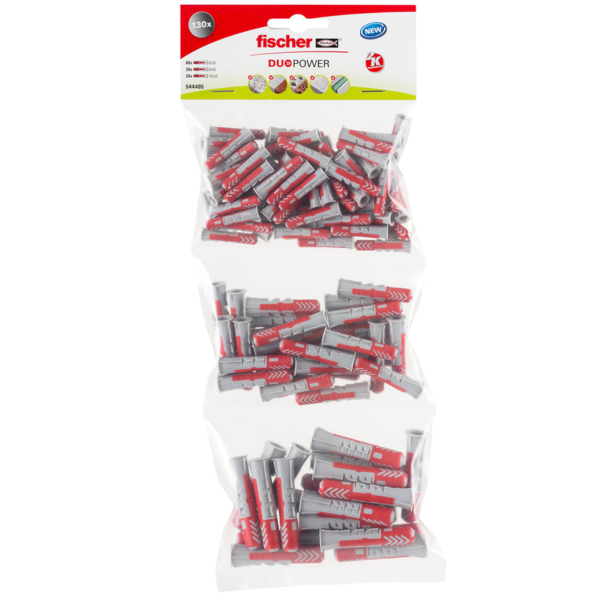 Diblu nylon universal DUOPOWER, fischer, set 130 buc