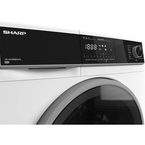 Uscator de rufe SHARP KD-HHH8S8GW3-EE, Pompa de caldura, 8 kg, 15 programe, Clasa A+++, Alb