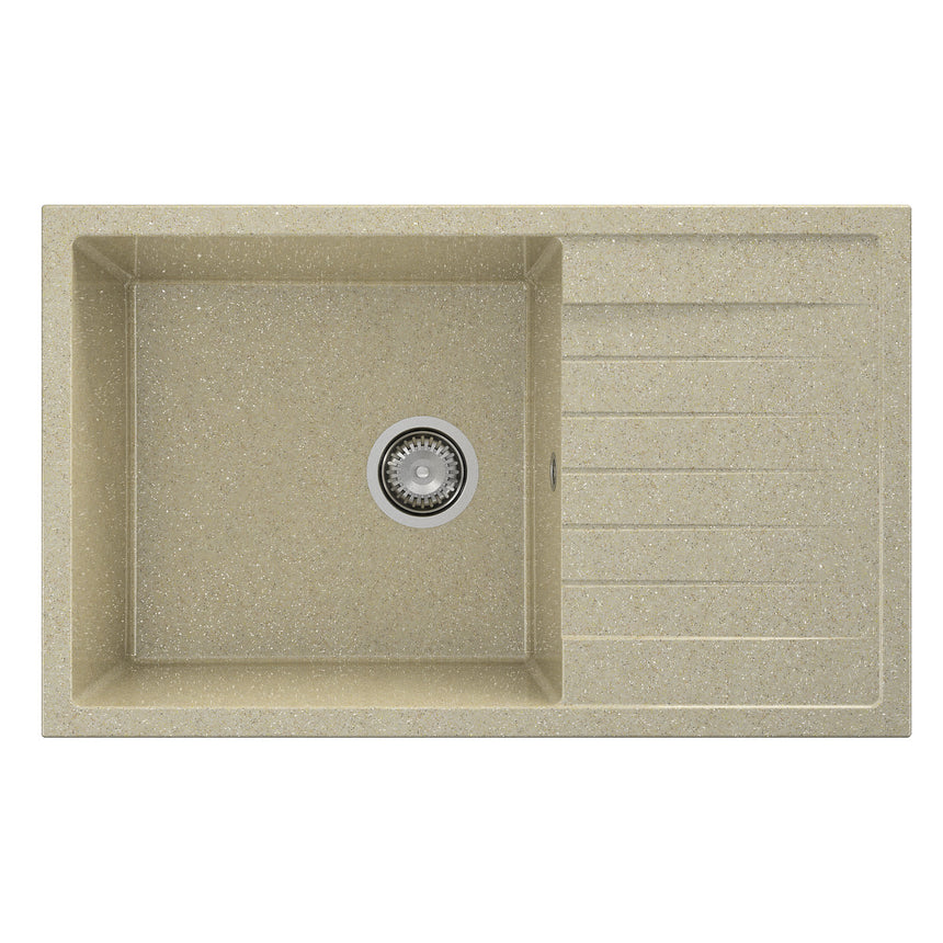 Chiuveta cu blat 80x49x21cm, cuva spatioasa, adanca, Granixit, Finisaj Sand 950