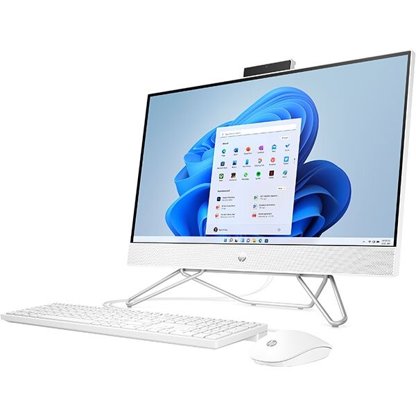 Sistem PC All in One HP 24-cb0000nq, AMD Ryzen 7 5700U pana la 4.3GHz, 23.8" Full HD Touch, 16GB, 1TB, SSD 1TB, AMD Radeon Graphics, Windows 11 Home, Alb