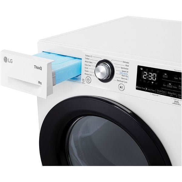 Uscator LG RH80V3AVBN 8 kg, uscator cu pompa de caldura, functie ThinQ™ WiFi, alb