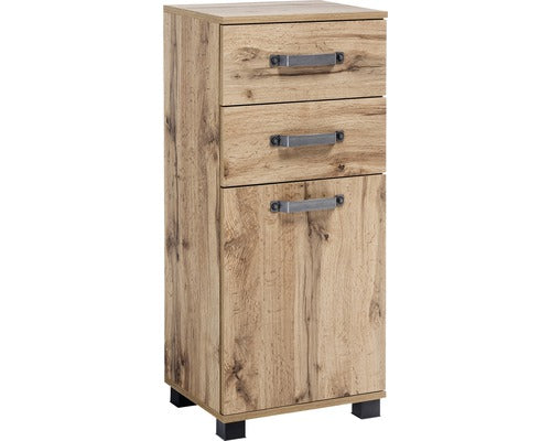 Dulap Baie Asezat Milan 400, 1 Usa 2 Sertare, PAL, 94,8x40,3 cm, Stejar Natur