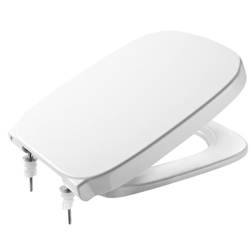 Capac WC Roca Debba, rimless, cu inchidere normala, balamale otel inoxidabil, alb