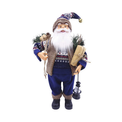 Figurina decorativa Mos Craciun, H 60 cm, albastru