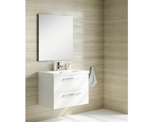 Set Mobilier Eliana, 80 cm, Include Baza Lavoar si Lavoar, Alb
