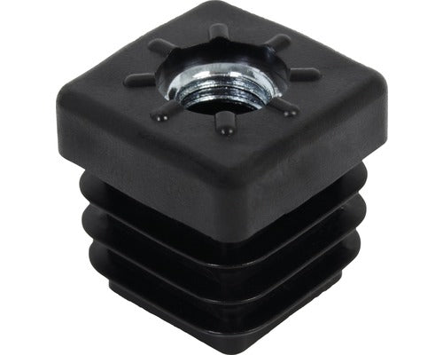Capace Cu Filet Pentru Teava Patrata Kaiserthal 20x20 Mm M8 Plastic Negru, 4 Bucati
