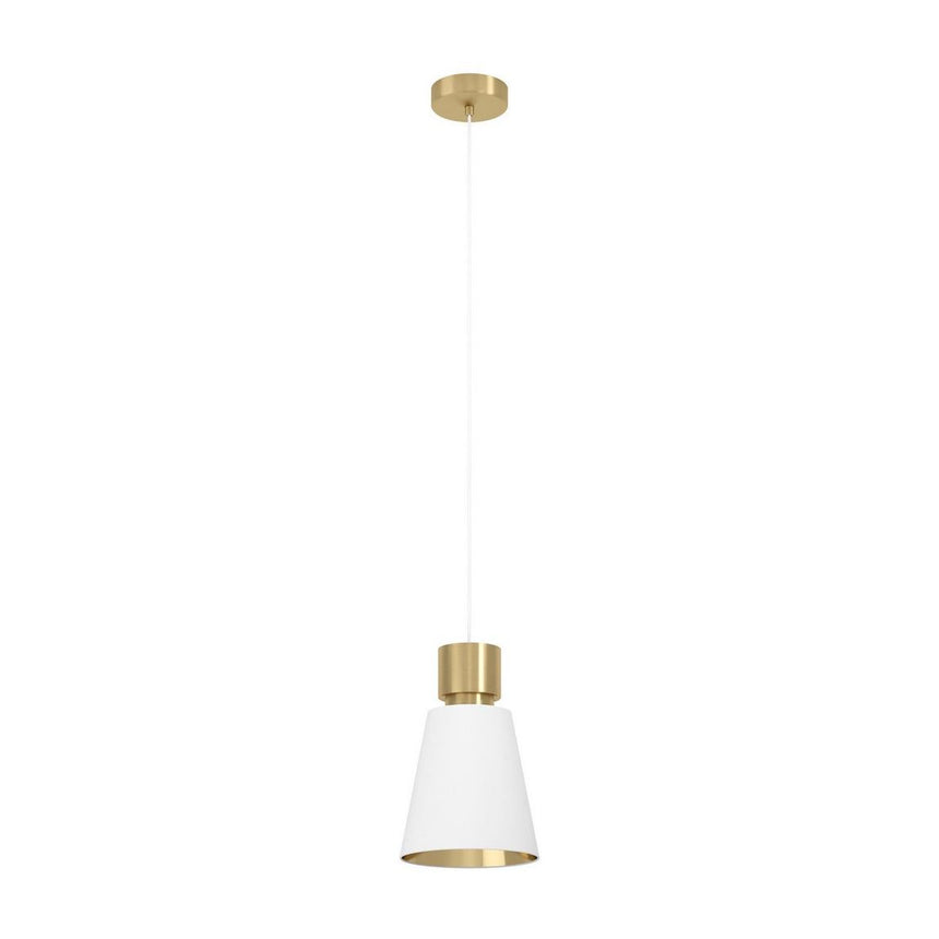 Lustra pe cablu, Eglo AGLIENTINA 1xE27/40W/230V, Metal/Textil, Auriu/Alb