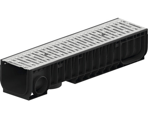 Rigola Polipropilena VODALAND Gratar Otel Zincat 1000x256x200 mm Scurgere Verticala Ø 110 mm si Orizontala A 15 Trafic Pietonal