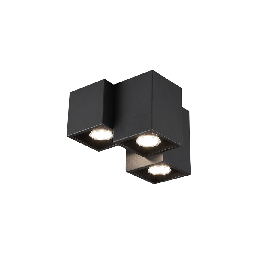 Plafoniera, negru, metal, 3x GU10 max 3W, 25/20/15 cm