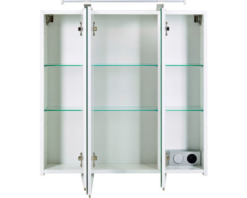 Dulap Baie cu Oglinda Dorina, 3 Usi, PAL, 80x75 cm, Alb
