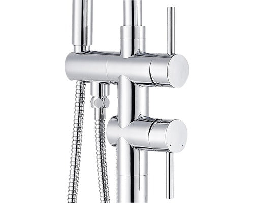 Baterie cada freestanding cu monocomanda Sanotechnik Roma cu para si furtun dus crom