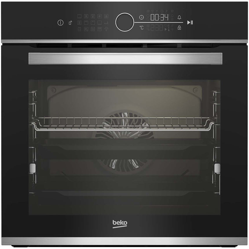 Cuptor incorporabil Beko BBIM13400XMSW, Electric, 72 l, Multifunctional, Homewhiz WiFi, AEROperfect, Autocuratare piroliza, SoftClose, Grill, 3D Cooking, Clasa A+, Negru Inox