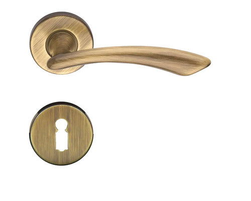 Manere Cu Rozeta Usa Interior Ninfea, Pentru Cheie Bb, Bronz