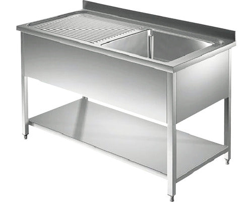 Spalator cu Polita si o Cuva, cu Picurator pe Dreapta, 140x70x85 cm, Cuva 50x50x30 cm, Inox