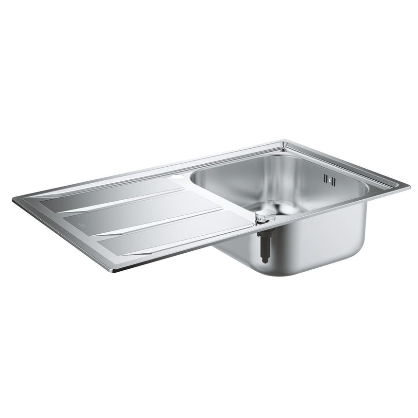Chiuveta bucatarie Grohe K400, 450 mm adancime, 860 x 500 mm, kit scurgere, sita, montare inclus, Inox
