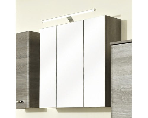 Dulap baie cu oglinda pelipal 17, 3 usi, iluminare LED, PAL, 75x70 cm, grafit, IP 44