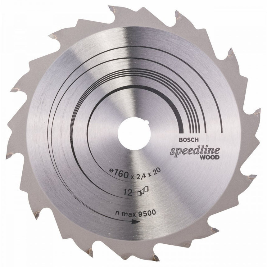 Panza de ferastrau circular Bosch Speedline Wood, 160 x 20 mm, 12 dinti
