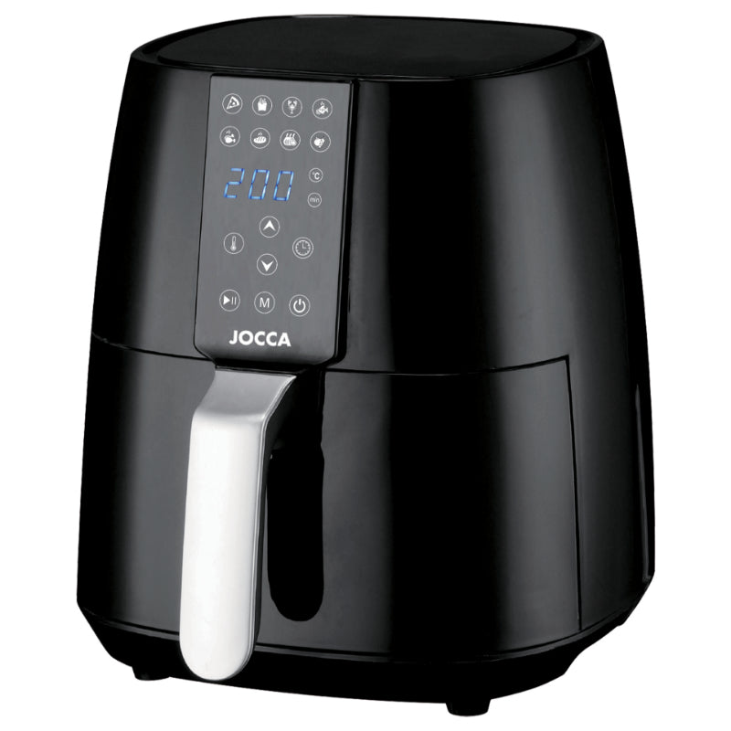 Friteuza Air Fryer Digitala Jocca, 1350 W, Maner rece la atingere, Protectie supraincalzire, Antiderapant, Negru