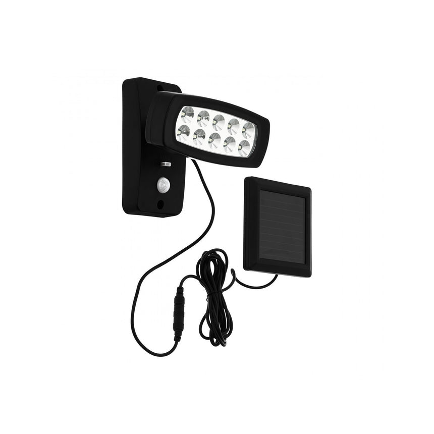 Aplica exterior solara, cu senzor de miscare, PALIZZI, EGLO, SOLAR-LED, 2W, 150 lm, lumina calda, plastic, negru, 15.5 x 14.5 x 11 cm, IP44