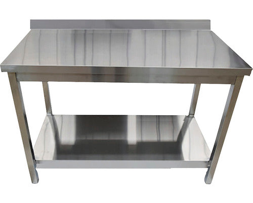 Masa IInox cu Rebord cu 1 Polita 200x70x85 cm