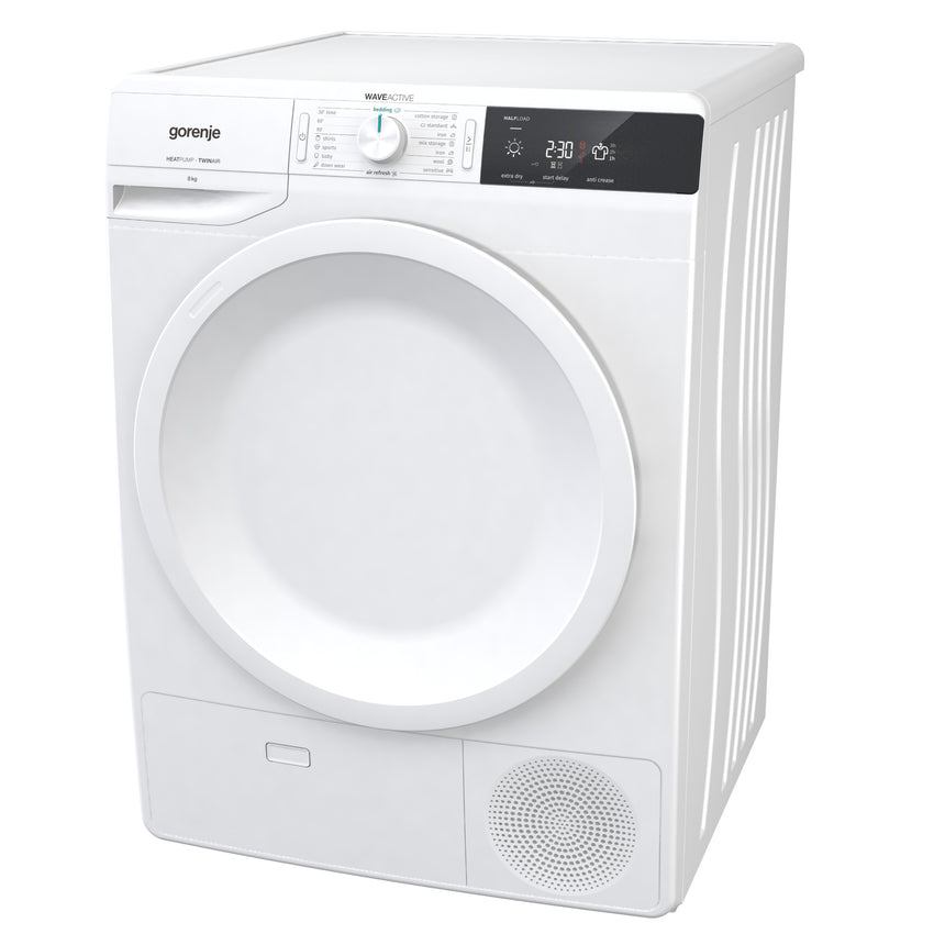 Uscator de rufe GORENJE DE82, Pompa de caldura, 8 kg, 16 programe, Clasa A++, Alb