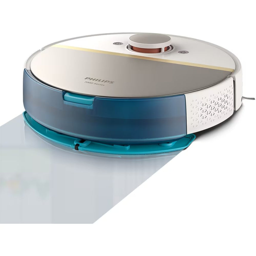 Aspirator Robot PHILIPS Seria 7000 Aqua HomeRun XU7000/02, 0.3l, 14.4V, Autonomie Maxima 180 minute, Wi-Fi, Functie Mop, Alb-Auriu