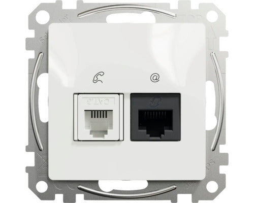 Priza Telefon Si Date Rj11 + Rj45 Schneider Sedna Design Cat5e Utp, Alba