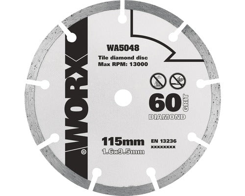 Disc Diamantat Segmentat Worx Wa5048 Ø115x1,6x9,5 Mm, Pentru Fierastraie Circulare Mini