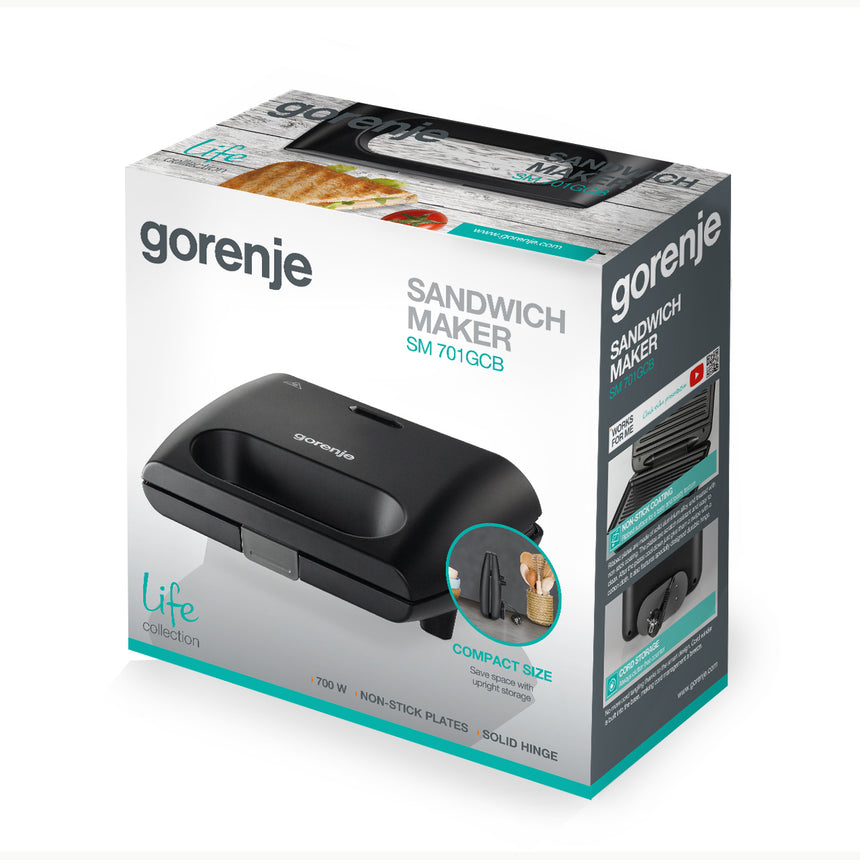 Sandwich maker Gorenje SM701GCB, 700W, Negru