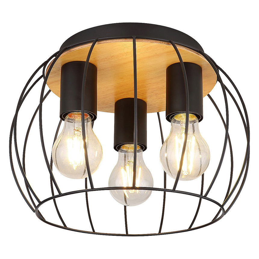 Lustra Kamala, 3 x E27, negru, metal/lemn, FO5293