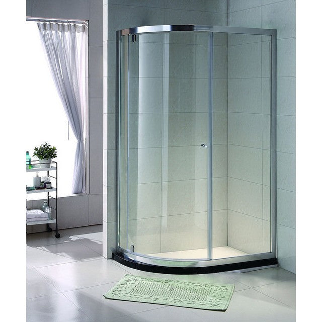 Paravan de dus semirotund Belform Clear, profil cromat, 90x70 cm