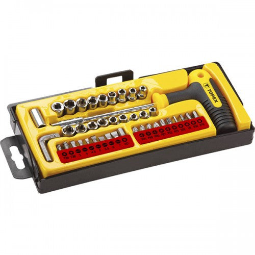 Set biti si tubulare cu maner 1/4" TOPEX 39D369