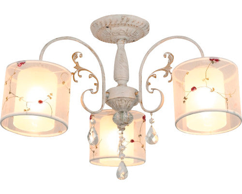 Lustra Provance E27 Max. 3x40w, Alb/auriu