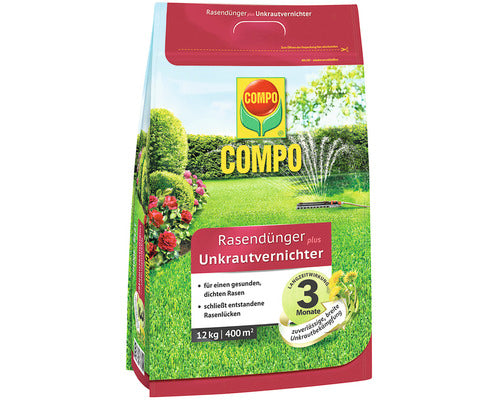 Ingrasamant Pentru Gazon Compo Cu Ierbicid 12 Kg 400 M²