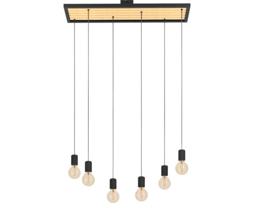 Lustra Consett E27 Max. 6x40w, Negru/lemn