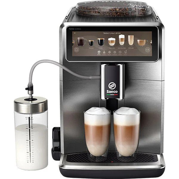 Espressor automat Saeco Xelsis Suprema SM8889/00, sistem de lapte LattePerfetto, 22 bauturi, 15 bar, ecran TFT color 7,8", 8 profiluri utilizator, filtru AquaClean, Negru