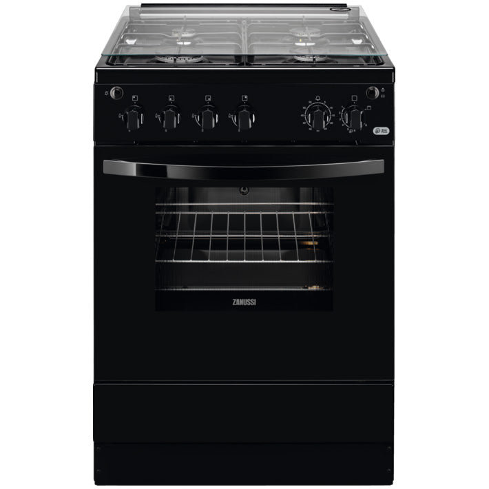 Aragaz Zanussi ZCG612H1BA, 4 arzatoare, Gaz, Aprindere electrica ,Grill, 60 cm, Negru