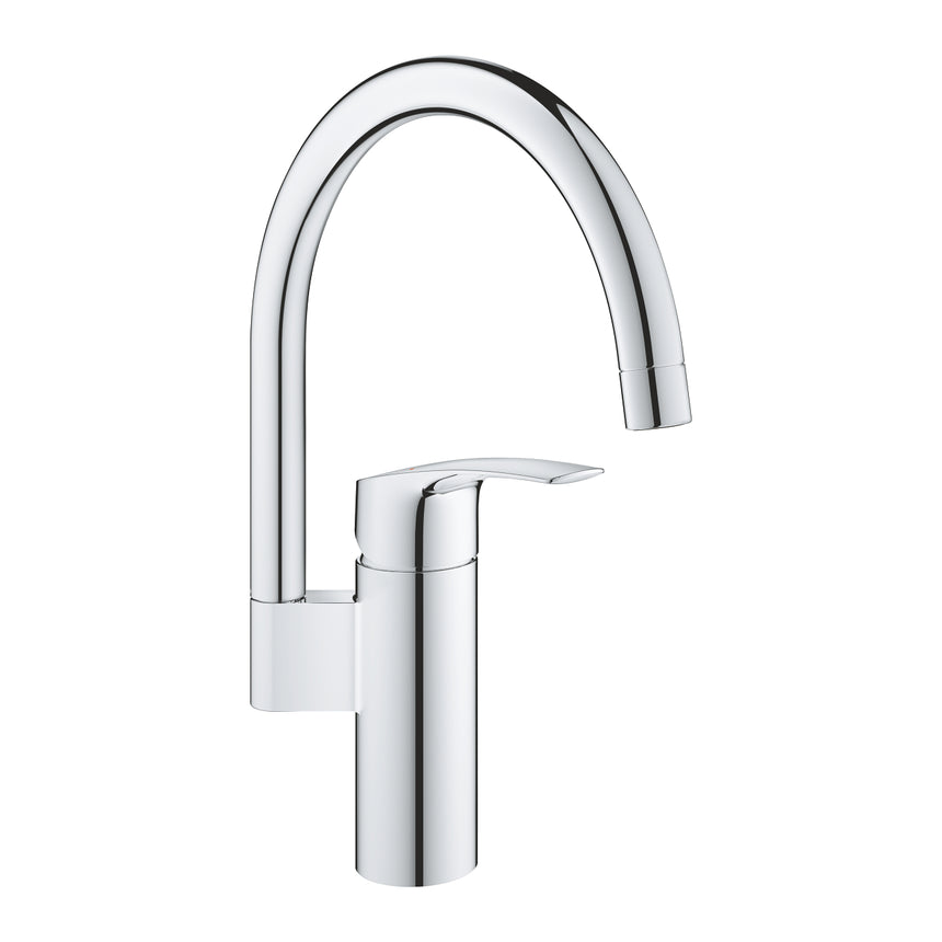 Baterie de bucatarie Grohe Eurosmart 33202003, 3/8'', pipa inalta, tip C, pivotanta, moncomanda, cartus ceramic, crom
