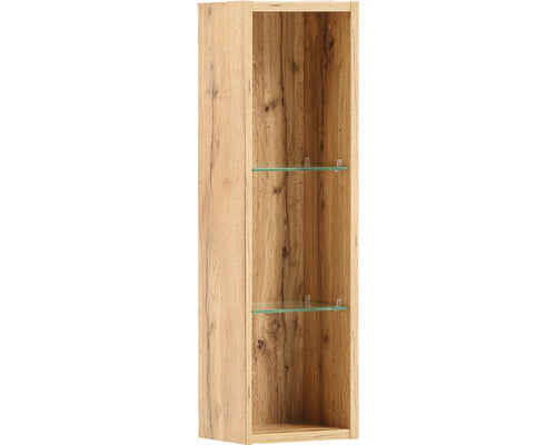 Raft Baie Alina VE50, 2 Polite Sticla, 21,6x70,7 cm, Stejar