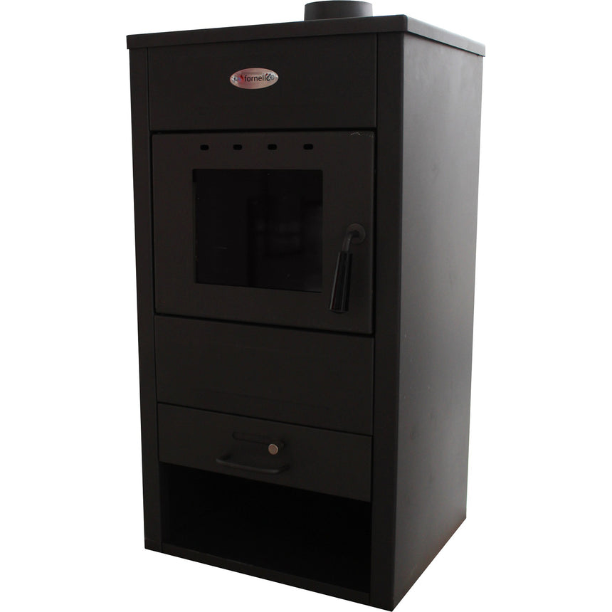 Termosemineu pe lemne, brichete si carbune Fornello B2E, 14 kW, 46x45x91 cm