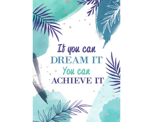 Tablou Dream & Achieve It Alb/albastru 50x70 Cm