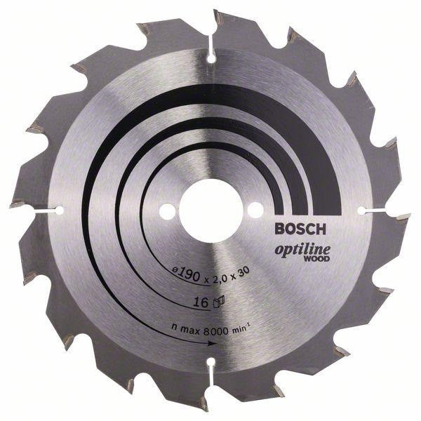 Panza de ferastrau circular Bosch Optiline Wood, 190 x 30 x 2,0 mm, 16