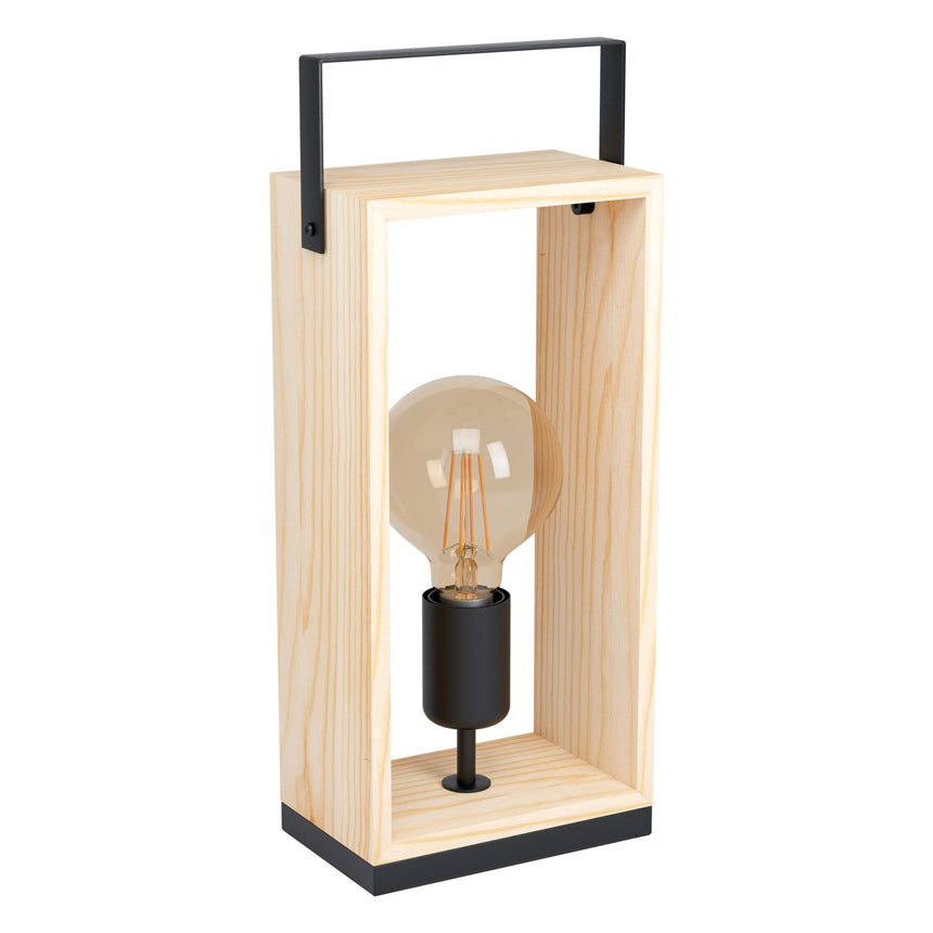 Veioza vintage EGLO FAMBOROUGH 43415, E27 1X40W IP20, Otel Negru, Lemn natur
