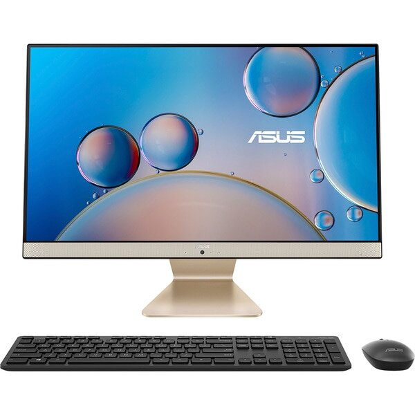 Sistem PC All in One ASUS M3400WYAK-BA002M, AMD Ryzen 5 5625U pana la 4.3 GHz, 23.8" Full HD, 8GB, SSD 512GB, AMD Radeon Graphics, Free DOS, Negru-Auriu