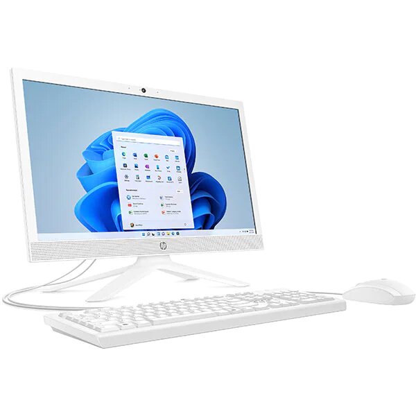 Sistem PC All in One HP 21-b0004nq, Intel Pentium Silver J5040 pana la 3.2GHz, 20.7" Full HD, 8GB, SSD 256GB, Intel UHD Graphics 605, Windows 11 Home, Alb